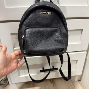 Michael Kors Black Pebbled Leather Mini backpack with Gold Logo